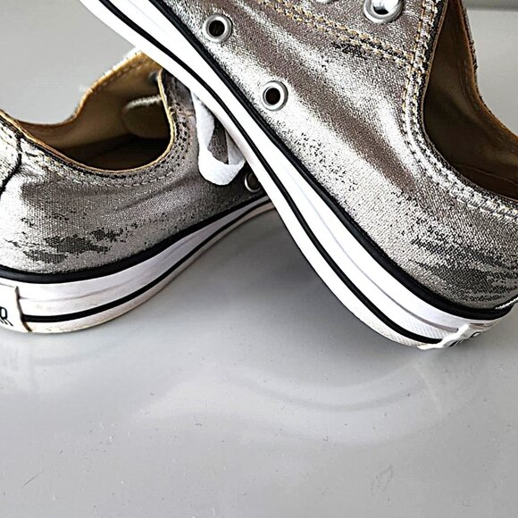 Converse silver canvas Chuck Taylor All Star low top sneakers - Picture 4 of 15